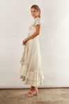 Harper Short Sleeve Satin Boho Prosecco Gold Bridesmaids Dress
