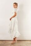 Harper Short Sleeve Satin Boho White Bridesmaids Dress