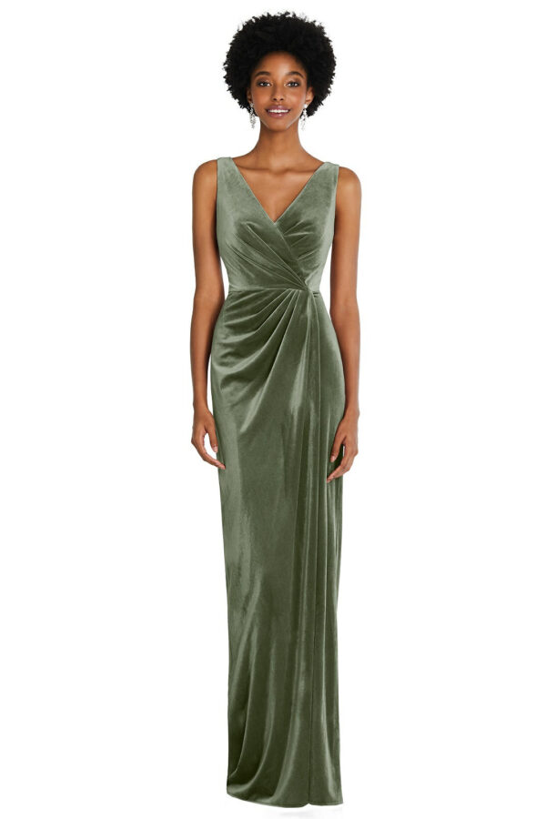 Everly Sage Green Velvet Bridesmaid Dress by Dessy