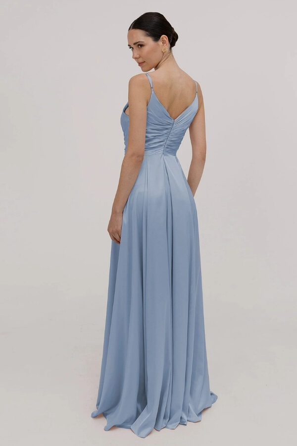Blue Bridesmaid Dresses by TH&TH (1) Dusty Blue Satin Bridesmaids Dresses by TH&TH