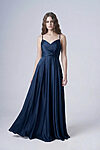 Navy Blue Satin Bridesmaids Dresses by TH&TH