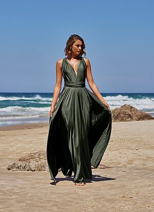 Infinity Wrap Bridesmaid Dress By Tania Olsen - Olive Green