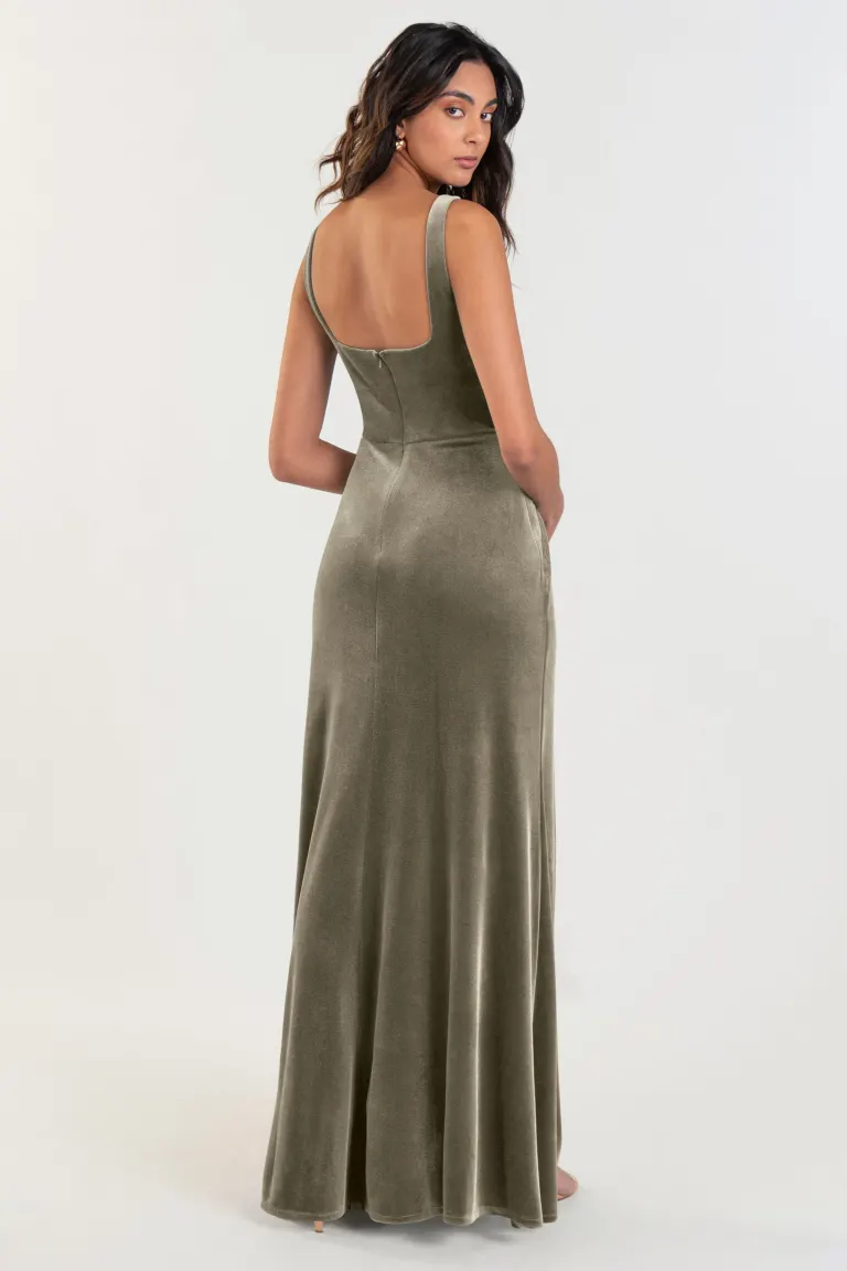 jenny yoo mara velvet maxi dress Jenny Yoo Bridesmaid Dress Mara Olive