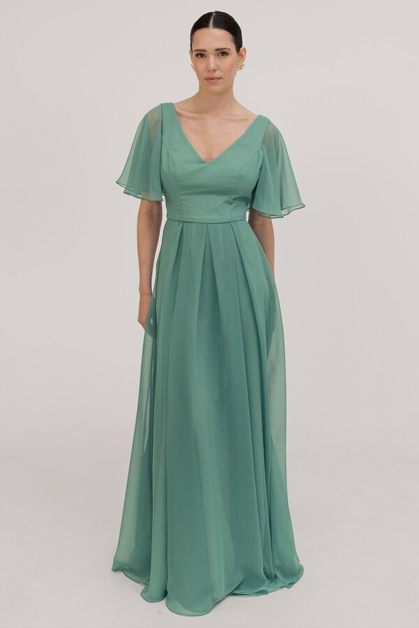 TH_TH_bridesmaid_dress_Phoebe_in_Sage_Green_chiffon_front_model_view