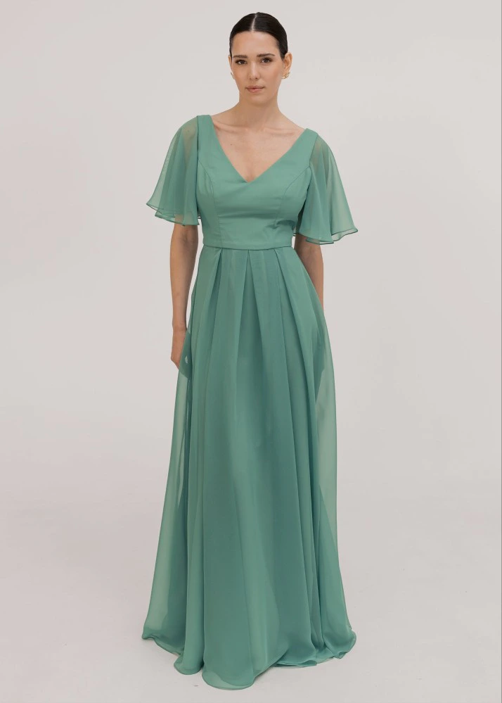 phoebe bridesmaid dresses TH&TH Phoebe Bridesmaid Dress In Emerald Dawn Chiffon