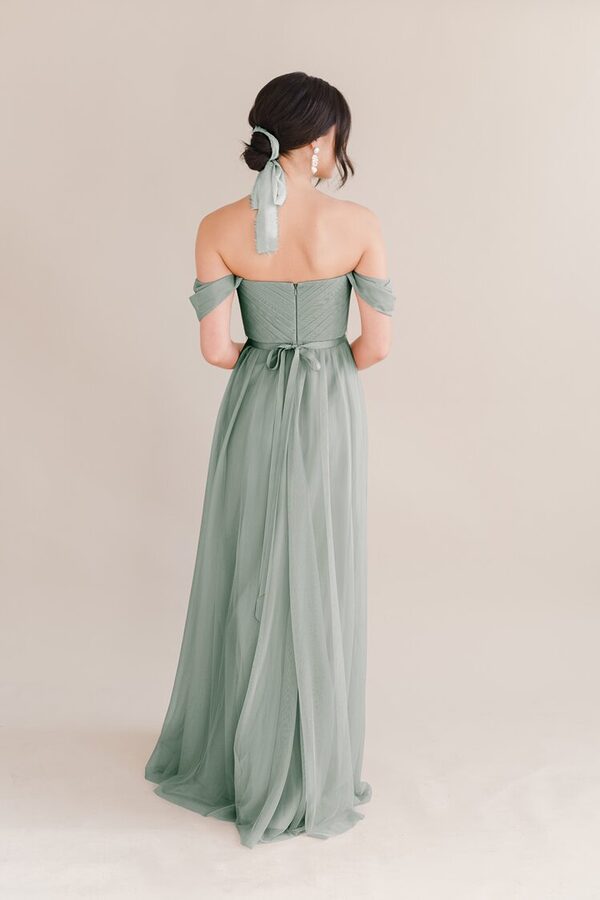 Bardot Bridesmaid Dress by TH&TH - Sage Green Bardot Bridesmaid Dress by TH&TH - Sage Green