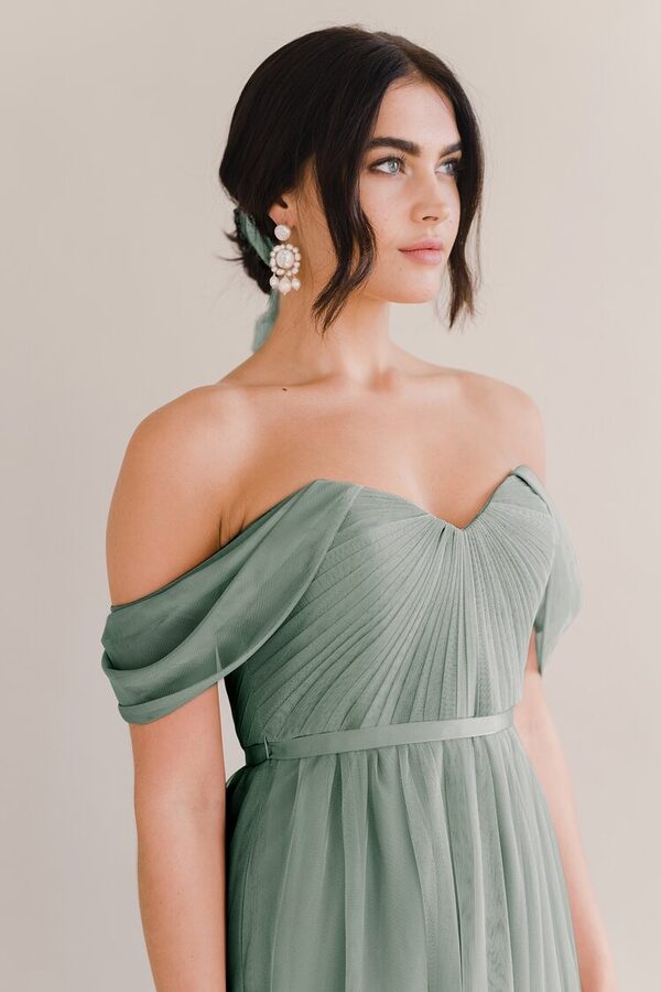 Bardot Bridesmaid Dress by TH&TH - Sage Green Bardot Bridesmaid Dress by TH&TH - Sage Green