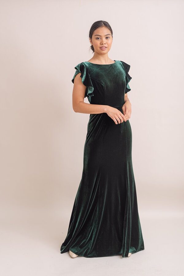 Cecelia Velvet Bridesmaid Dress by TH&TH - Hunter Green Cecelia Velvet Bridesmaid Dress by TH&TH - Hunter Green
