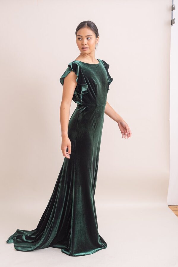 Cecelia Velvet Bridesmaid Dress by TH&TH - Hunter Green Cecelia Velvet Bridesmaid Dress by TH&TH - Hunter Green