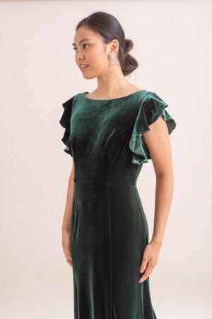 Cecelia Velvet Bridesmaid Dress by TH&TH - Hunter Green