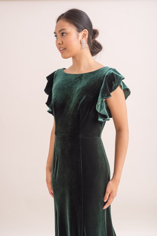 Cecelia Velvet Bridesmaid Dress by TH&TH - Hunter Green