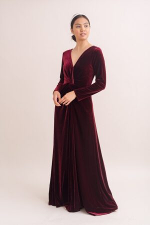 Camilla Velvet Bridesmaid Dress by TH&TH - Roseberry Red