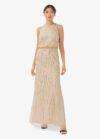 Larissa Hand Beaded Bridesmaid Dress By Adrianna Papell - Champagne/Gold
