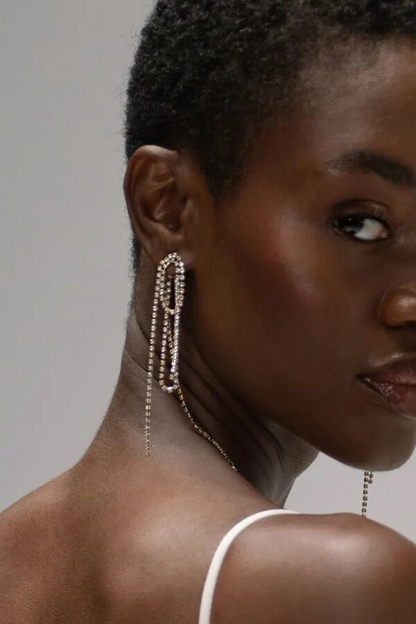 Chelsea Chelsea Gold Rhinestone Drop Bridesmaid Earrings by Jenny Yoo - Chelsea