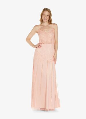 Angie Hand Beaded Gown By Adrianna Papell - Blush
