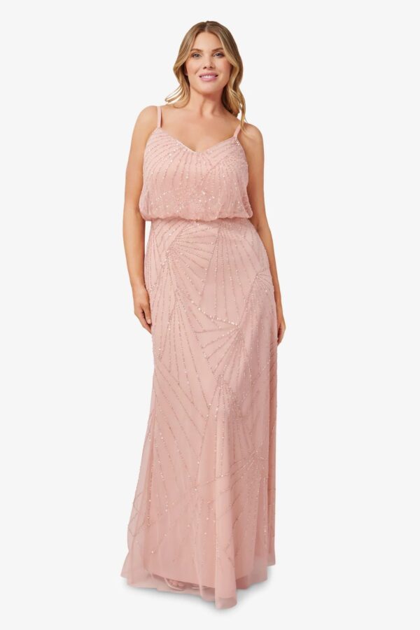 Maura Hand Beaded Gown By Adrianna Papell - Blush