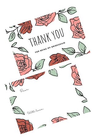Dusty Rose Thank You For Being My Bridesmaid Card