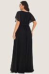 Black Cheap Bridesmaid Dresses Australia Ready To Ship A line Flutter Sleeves Faux Wrap