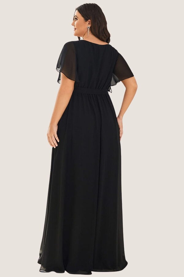 EmmaBlackPinkBridesmaiddressfauxwrap2 Black Cheap Bridesmaid Dresses Australia Ready To Ship A line Flutter Sleeves Faux Wrap