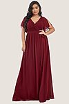 Burgundy Red Cheap Bridesmaid Dresses Australia Ready To Ship A line Flutter Sleeves Faux Wrap