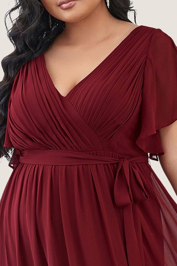 EmmaBurgundyBridesmaiddressfauxwrap3 Burgundy Red Cheap Bridesmaid Dresses Australia Ready To Ship A line Flutter Sleeves Faux Wrap
