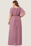 Dusty Pink Cheap Bridesmaid Dresses Australia Ready To Ship A line Flutter Sleeves Faux Wrap