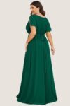 Emerald Dark Green Cheap Bridesmaid Dresses Australia Ready To Ship A line Flutter Sleeves Faux Wrap