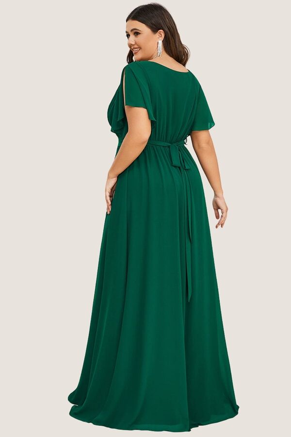 EmmaEmeraldGreenPinkBridesmaiddressfauxwrap2 Emerald Dark Green Cheap Bridesmaid Dresses Australia Ready To Ship A line Flutter Sleeves Faux Wrap