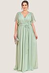 Light Sage Green Cheap Bridesmaid Dresses Australia Ready To Ship A line Flutter Sleeves Faux Wrap