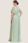Light Sage Green Cheap Bridesmaid Dresses Australia Ready To Ship A line Flutter Sleeves Faux Wrap