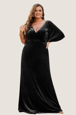 Layla Cheap Velvet Bridesmaids Dress Black Australia Plus Size Curvy Regular