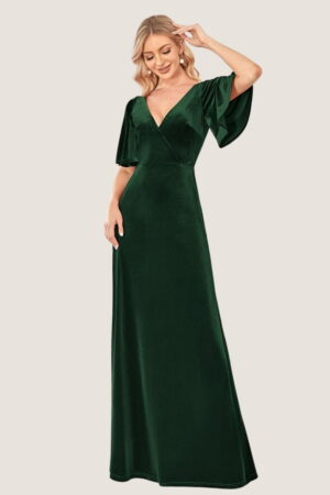 Layla Cheap Velvet Bridesmaids Dress Emerald Green Australia Plus Size Curvy Regular