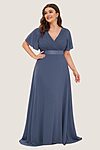 Slate Dusty Blue Cheap Bridesmaid Dresses Australia Ready To Ship A line Sleeves