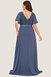 Slate Dusty Blue Cheap Bridesmaid Dresses Australia Ready To Ship A line Sleeves