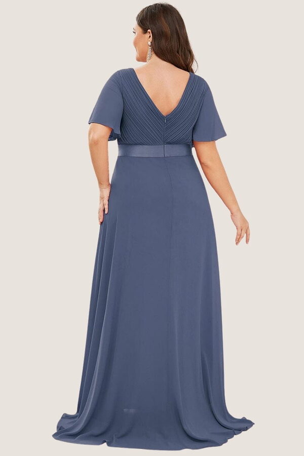 Savannah Slate Blue Cheap Bridesmaid Dresses by DressologyBack Slate Dusty Blue Cheap Bridesmaid Dresses Australia Ready To Ship A line Sleeves