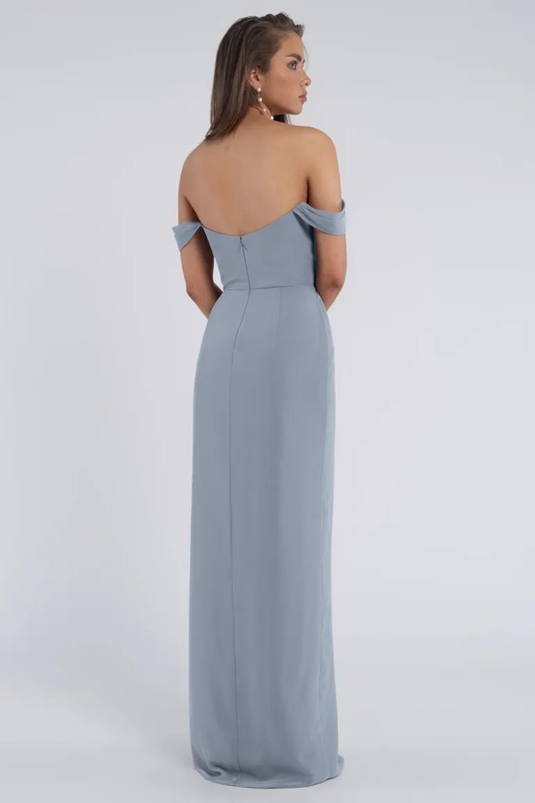 Jenny Yoo Jacqueline Bridesmaid Dress in Chambray Blue Luxe Chiffon Jenny Yoo Jacqueline Bridesmaid Dress in Chambray Blue Luxe Chiffon