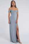 Jenny Yoo Jacqueline Bridesmaid Dress in Chambray Blue Luxe Chiffon