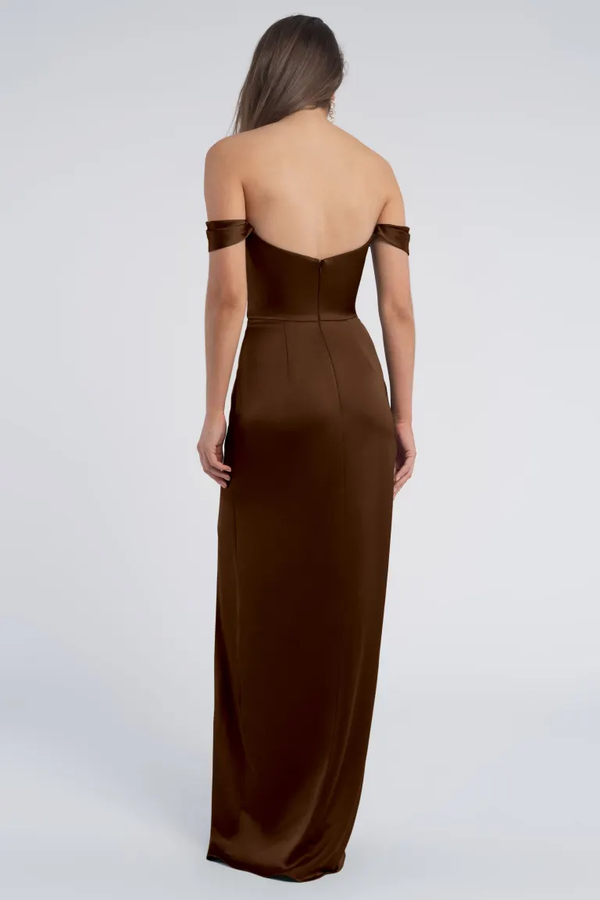 Jenny Yoo Sawyer Bridesmaid Dress Luxe Satin Espresso Brown Jenny Yoo Sawyer Bridesmaid Dress Luxe Satin Espresso Brown