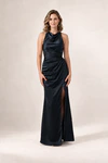 Anna Black satin bridesmaid dress by Tania Olsen — front view