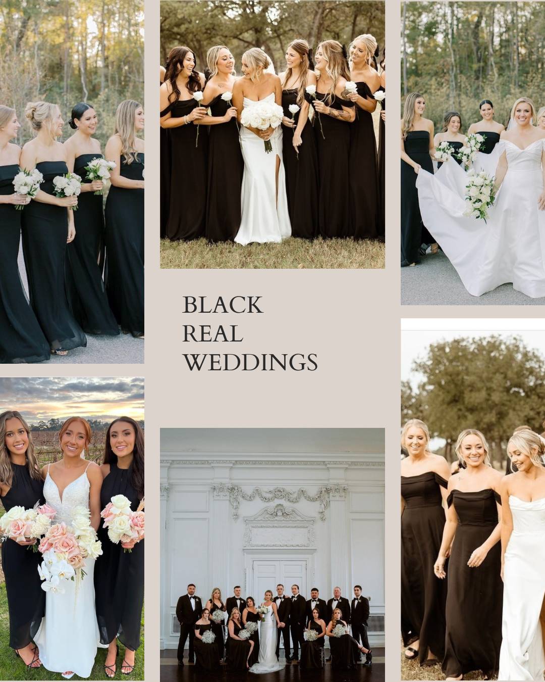 real wedding inspiration for black bridesmaid dresses in Australia