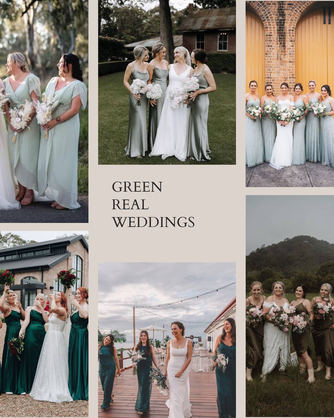real wedding inspiration for green bridesmaid dresses in Australia
