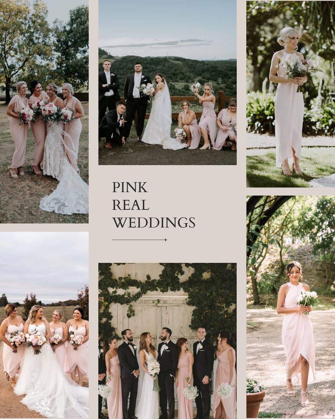 real wedding inspiration for pink bridesmaid dresses in Australia