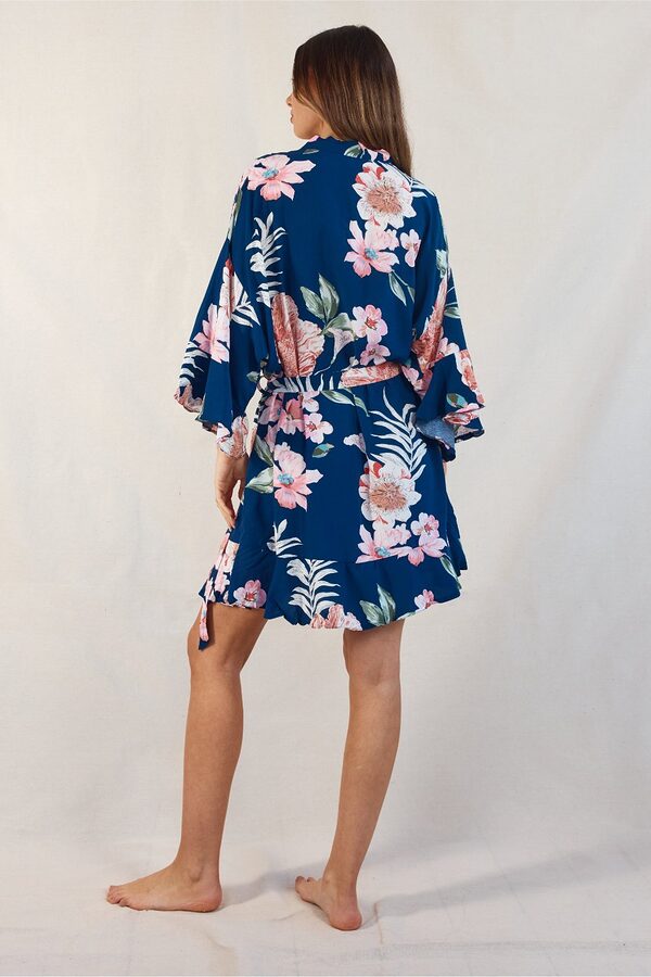 Eden Floral Blue Bridal Party Robes Navy Bridal Party Robe Floral Print Australia