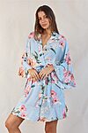 Eden Floral Print Blue Bridesmaid Robes