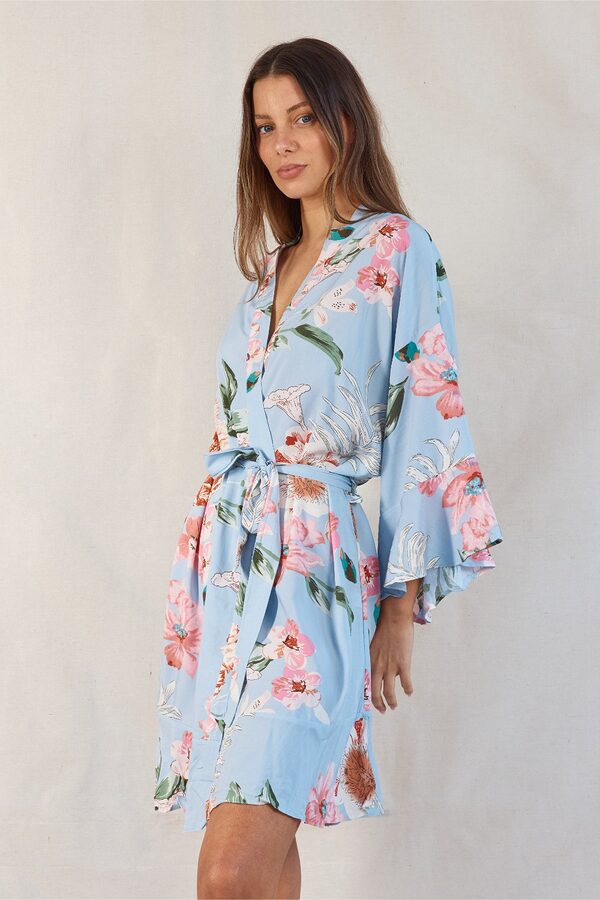 Eden Floral Dusty Blue Bridesmaid Robes Plus Size Eden Floral Dusty Blue Bridesmaid Robes