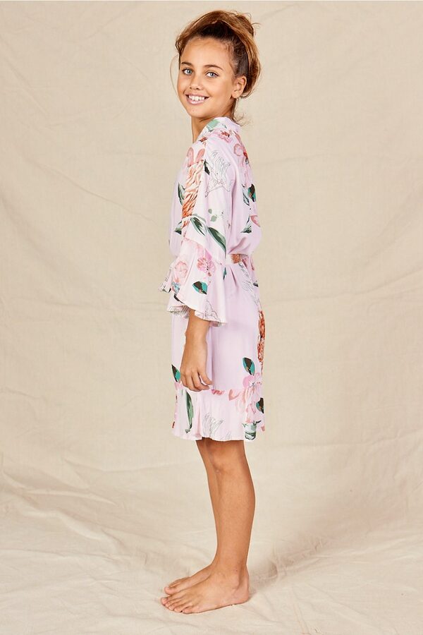 Eden Floral Pink Flower Girl Robes Eden Floral Pink Bridal Party Robes