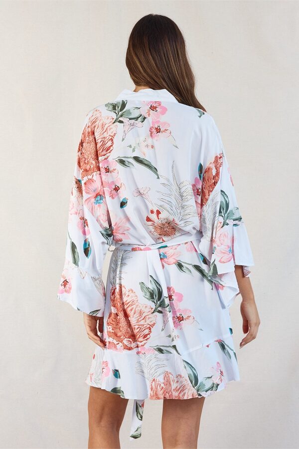 Eden Floral Print Bridesmaid Robes White Bridal Party Robe Floral Print Australia