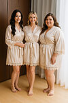 Ella Champagne Latte Bridesmaid Robe with lace trim