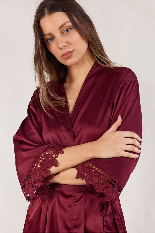 Ella Satin Cabernet Bridesmaid Robe Brisbane Ella Cabernet Bridal Party Robes Australia