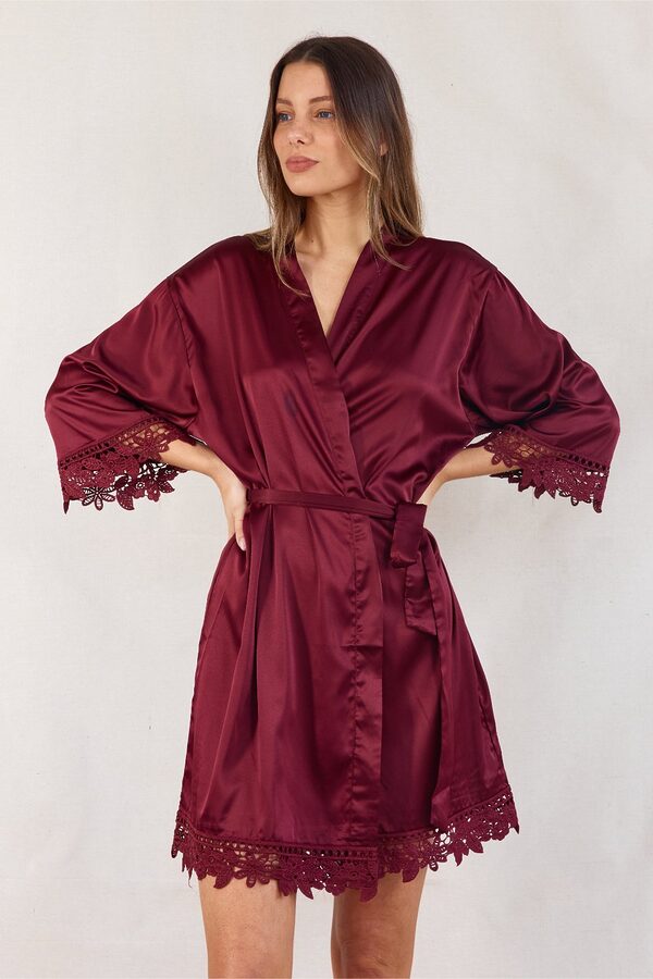 Ella Satin Cabernet Bridesmaid Robe Plus Size Ella Wine Bridesmaid Robes Australia